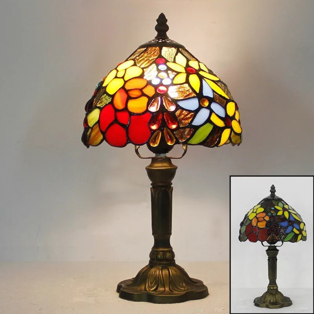 Stained Glass Table Lamp with Floral Design