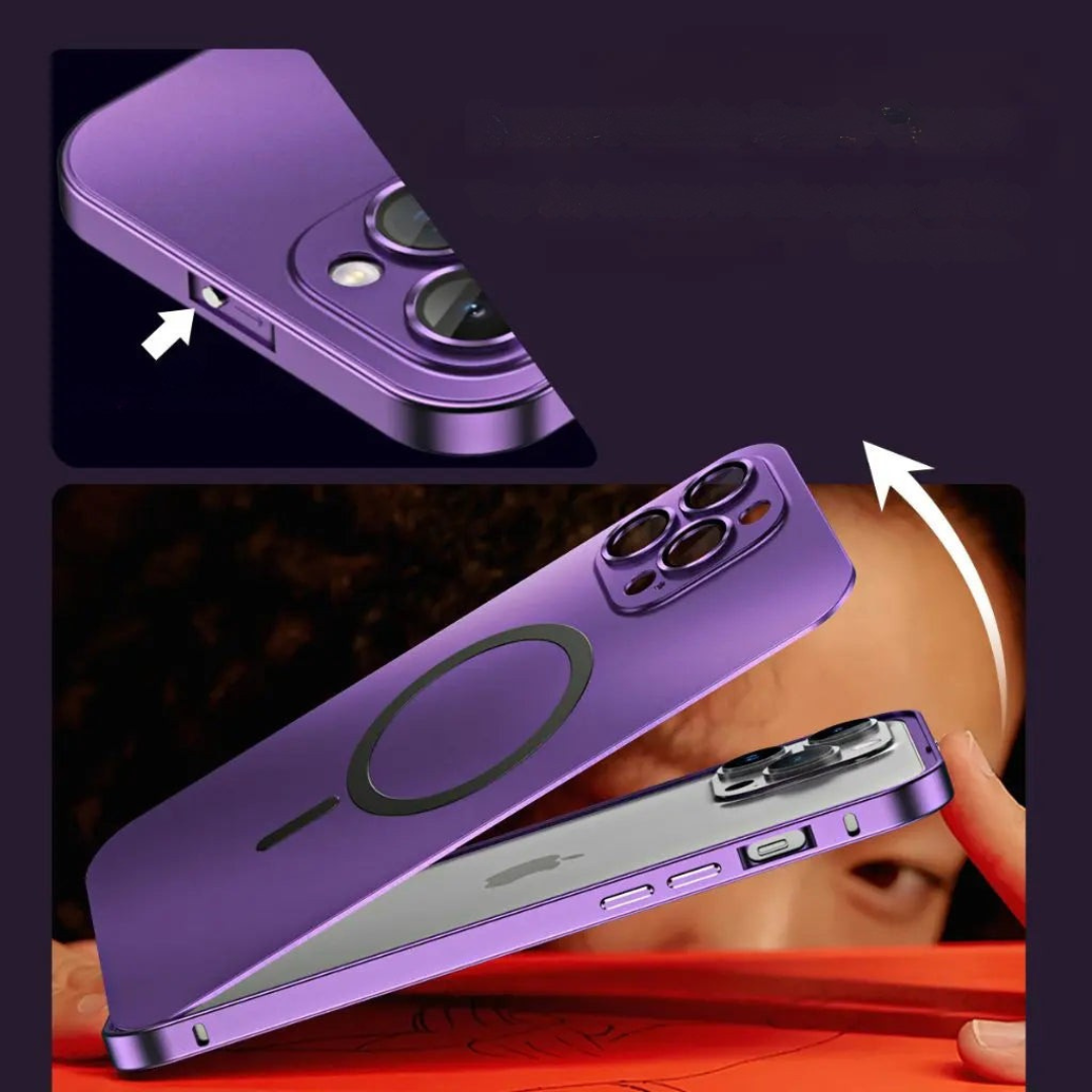 Funda protectora fina de metal magnético para teléfono