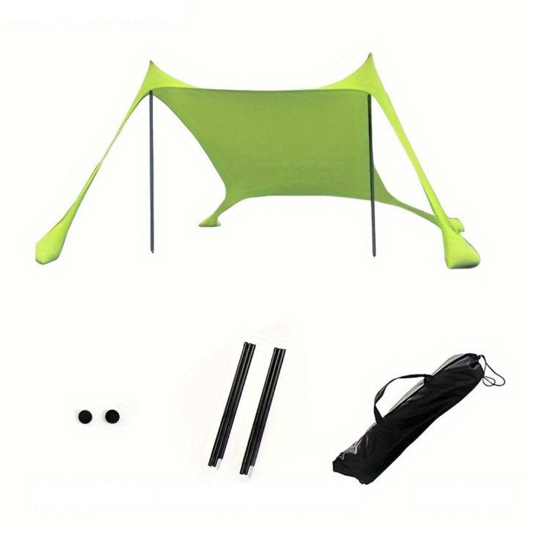 Toldo de sombra para sol de playa con postes