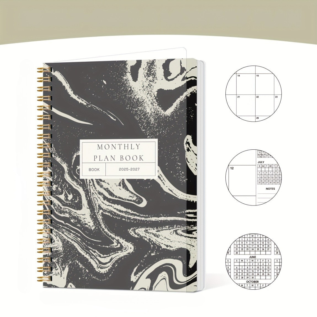 Planificateur mensuel en papier avec reliure spirale