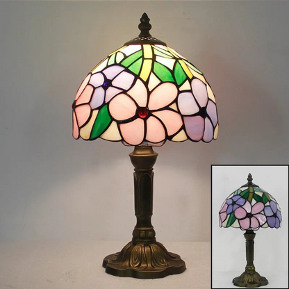Stained Glass Table Lamp with Floral Design