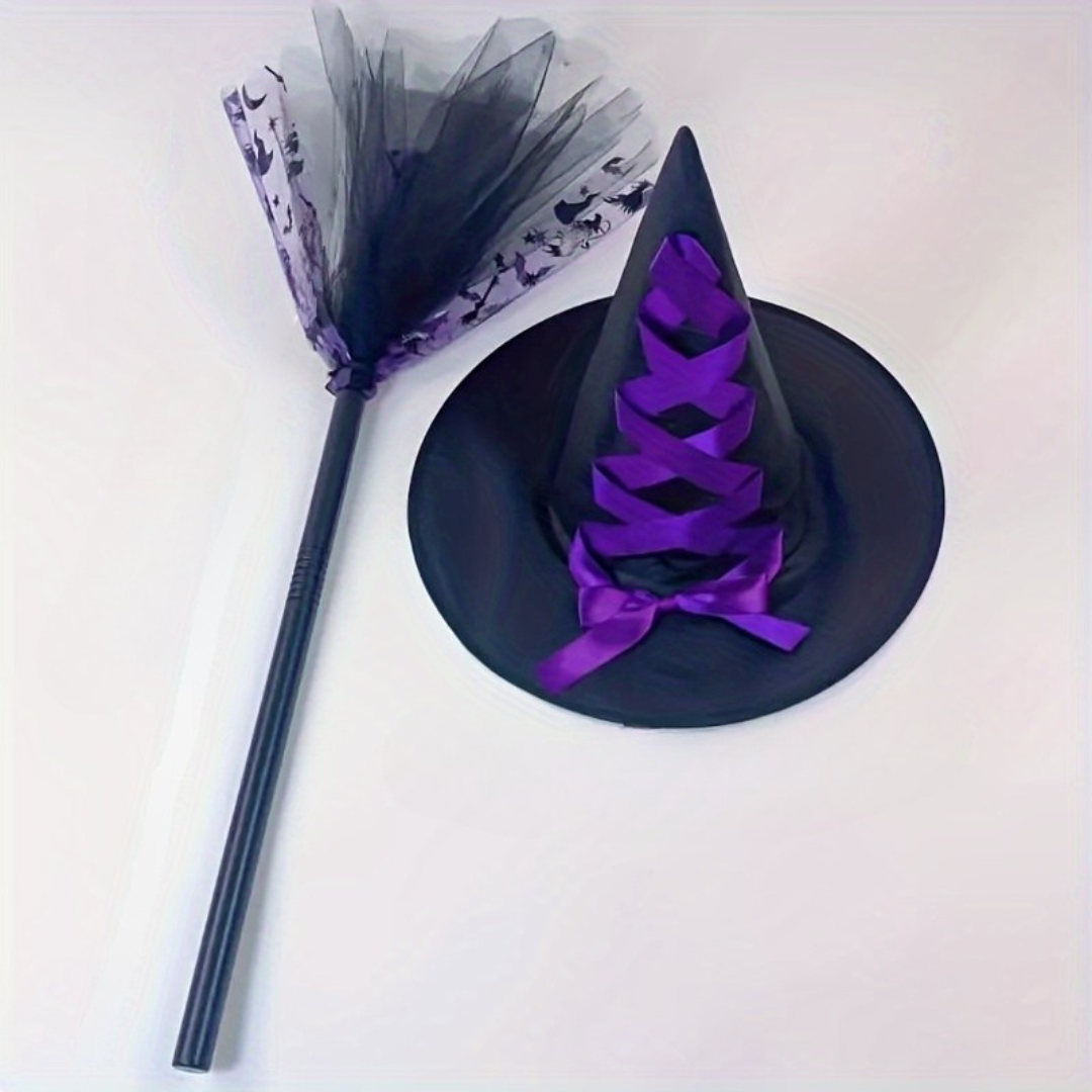 Set Costume Halloween Carino in Tulle per Ragazze | Gonna da Strega per Travestimento