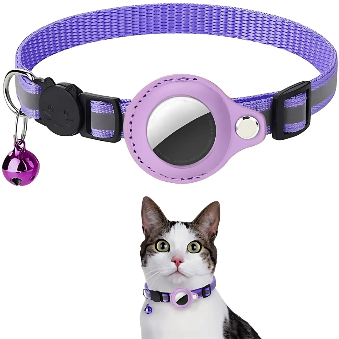 Collier pour chat avec clochette et support de traceur GPS