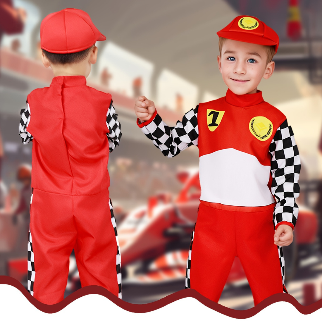 Disfraz de Carreras Divertido de Halloween para Niños | Mono de Manga Larga a Cuadros