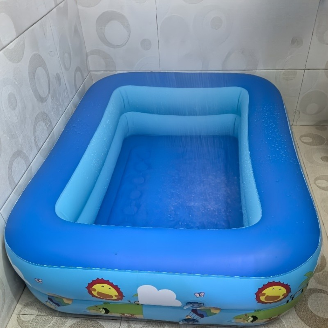 Aufblasbarer Familienpool Blau PVC Rechteckig