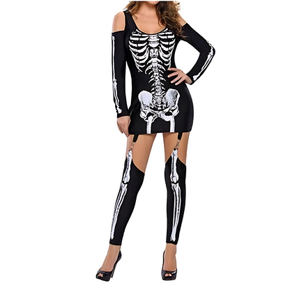 Women's Costume - Skeleton Print Mini