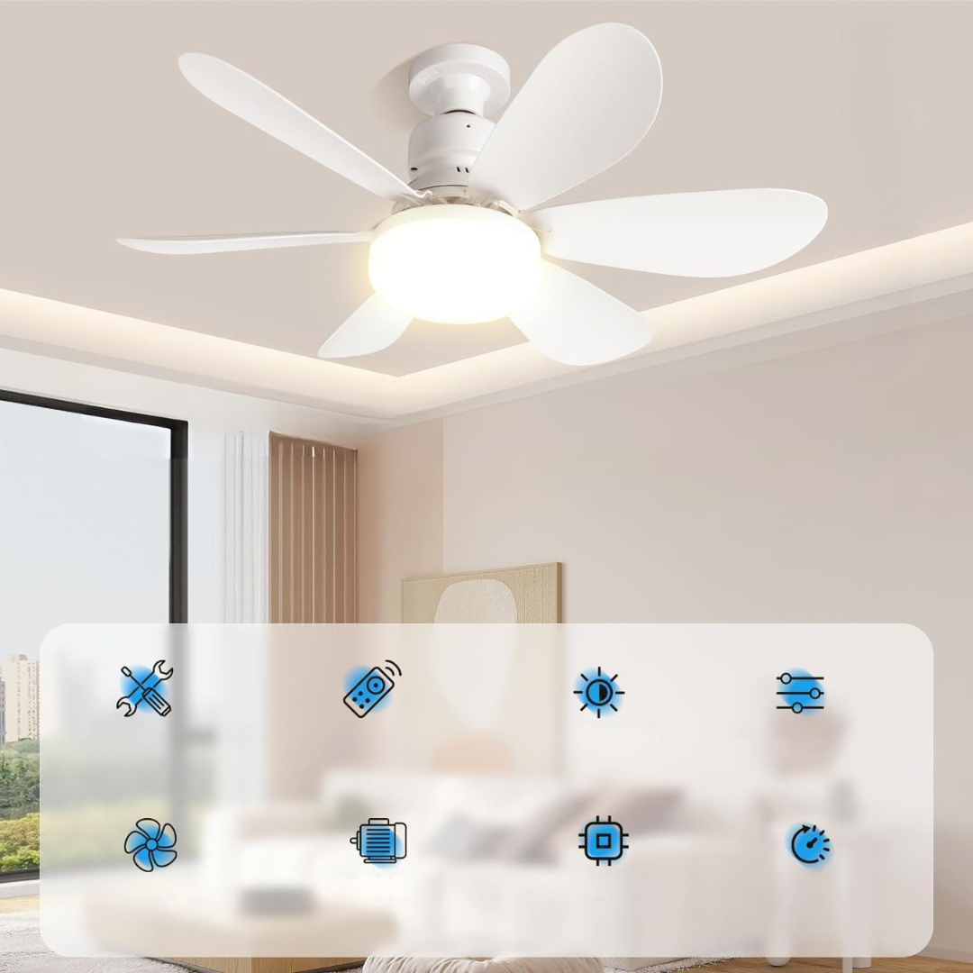 Ventilatore da soffitto con illuminazione LED regolabile