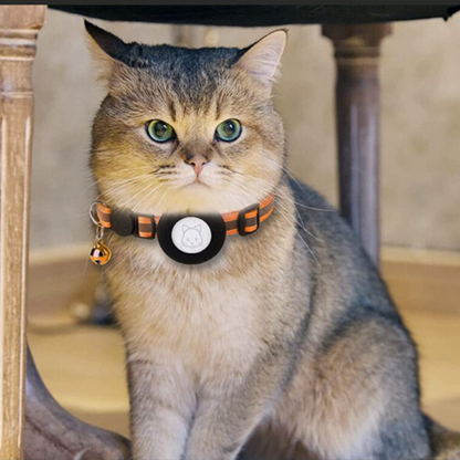 Collier pour chat avec clochette et support de traceur GPS