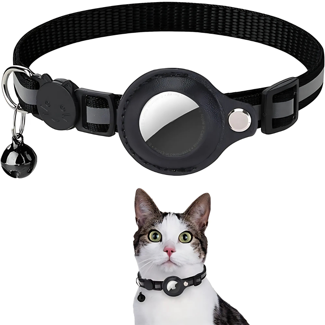 Katzenhalsband mit Glocke und GPS-Tracker-Halterung