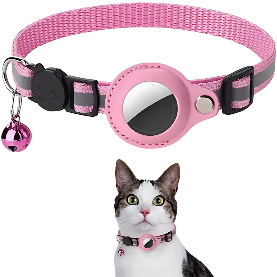 Collier pour chat avec clochette et support de traceur GPS