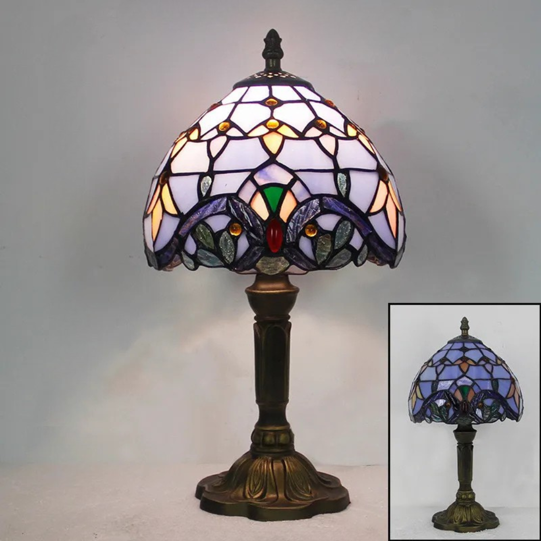 Stained Glass Table Lamp with Floral Design