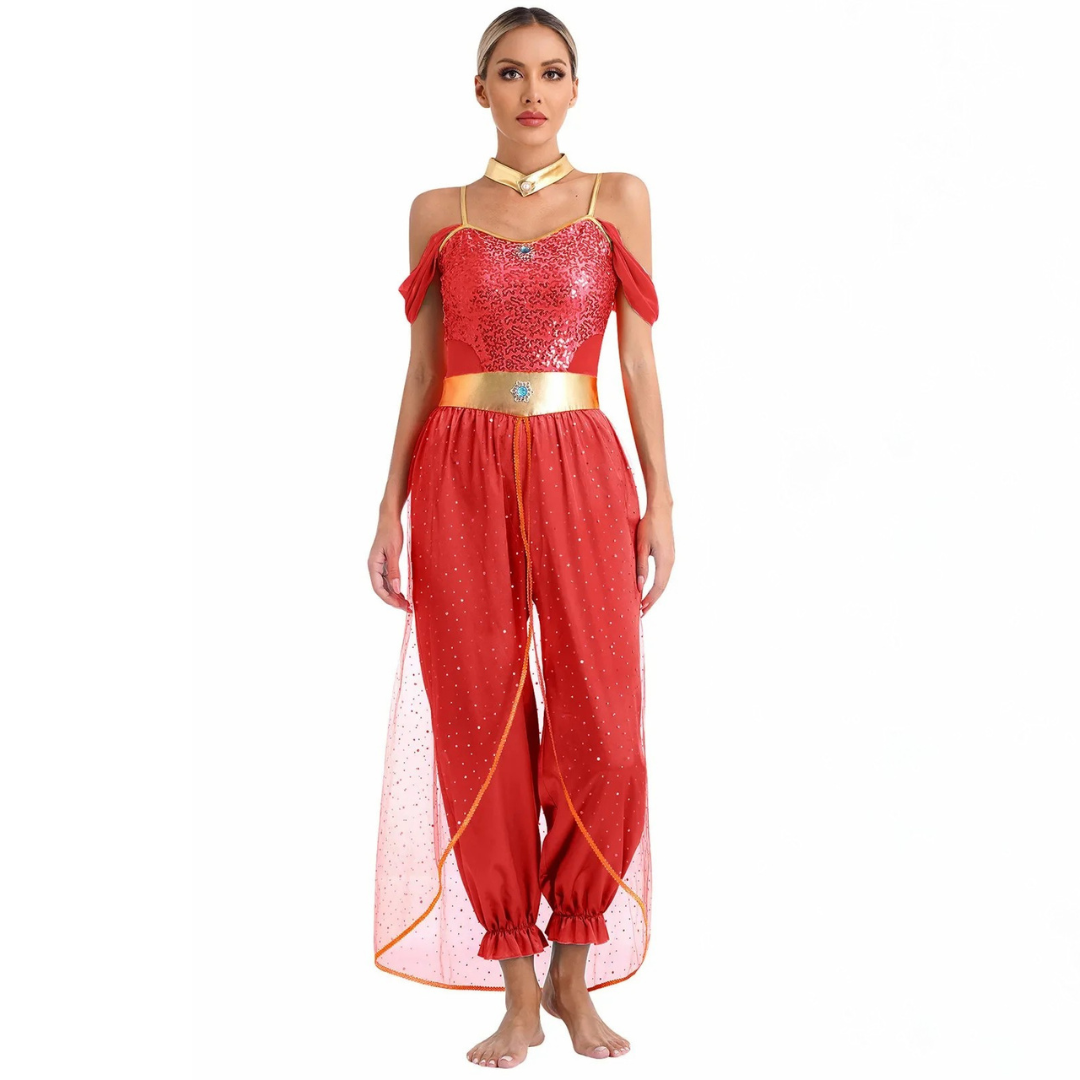 Damen Halloween Kostüm Overall | Pailletten Ärmellos