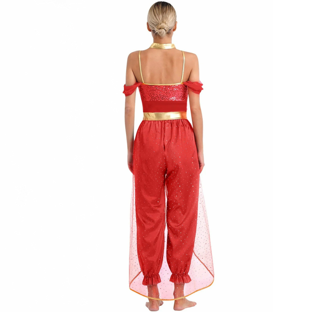 Damen Halloween Kostüm Overall | Pailletten Ärmellos