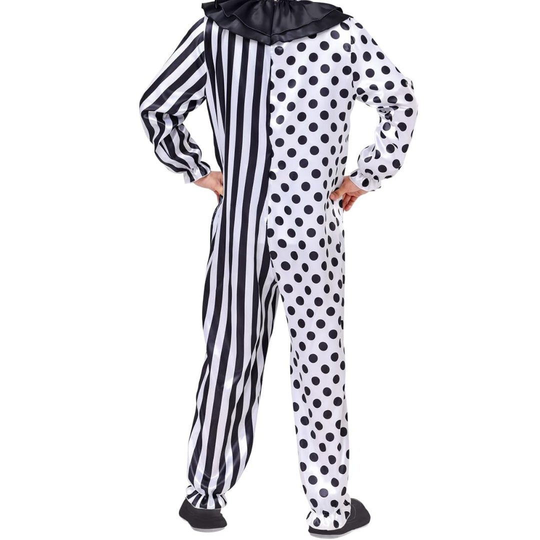Men’s Funny Halloween Clown Costume Jumpsuit | Polka Dot Striped