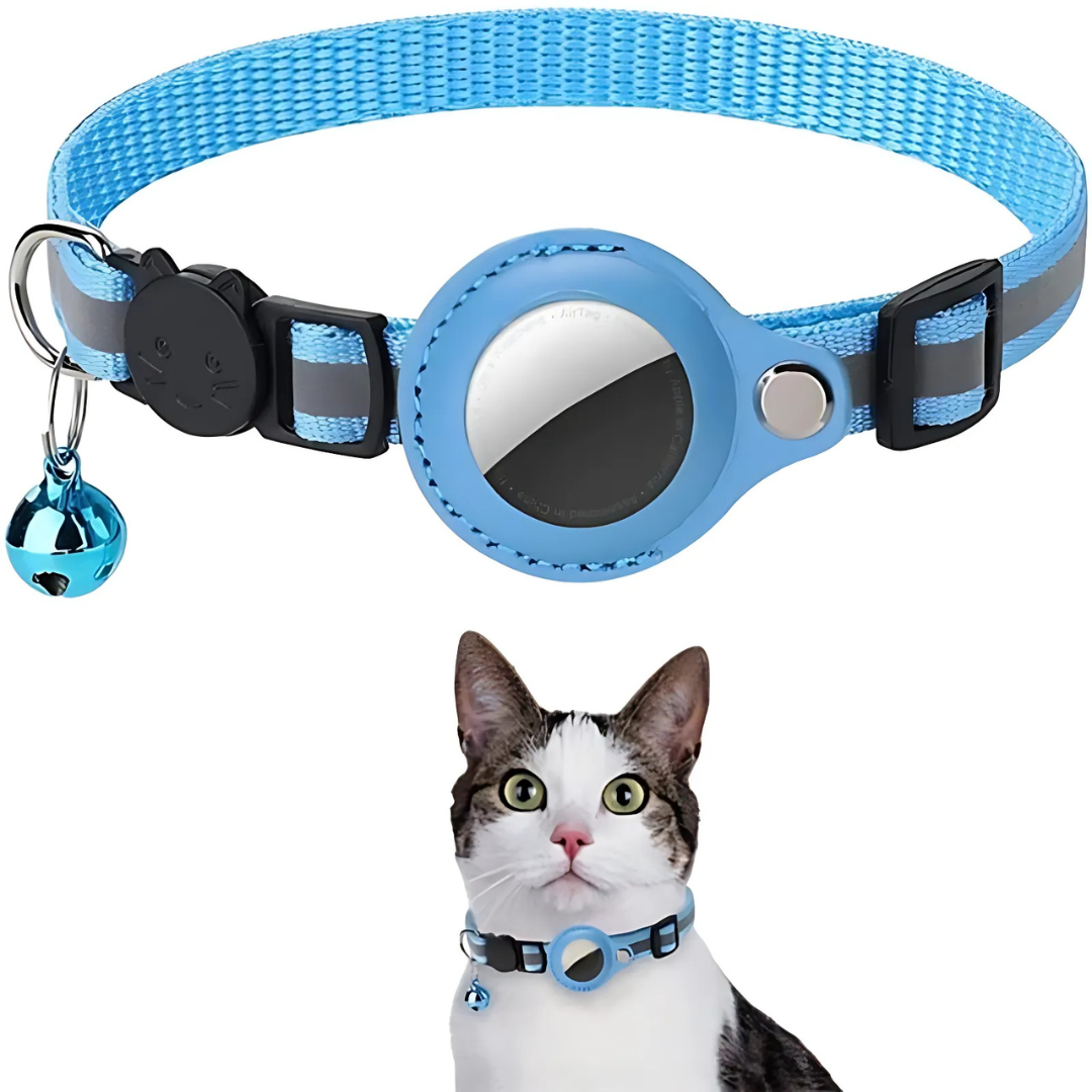 Katzenhalsband mit Glocke und GPS-Tracker-Halterung