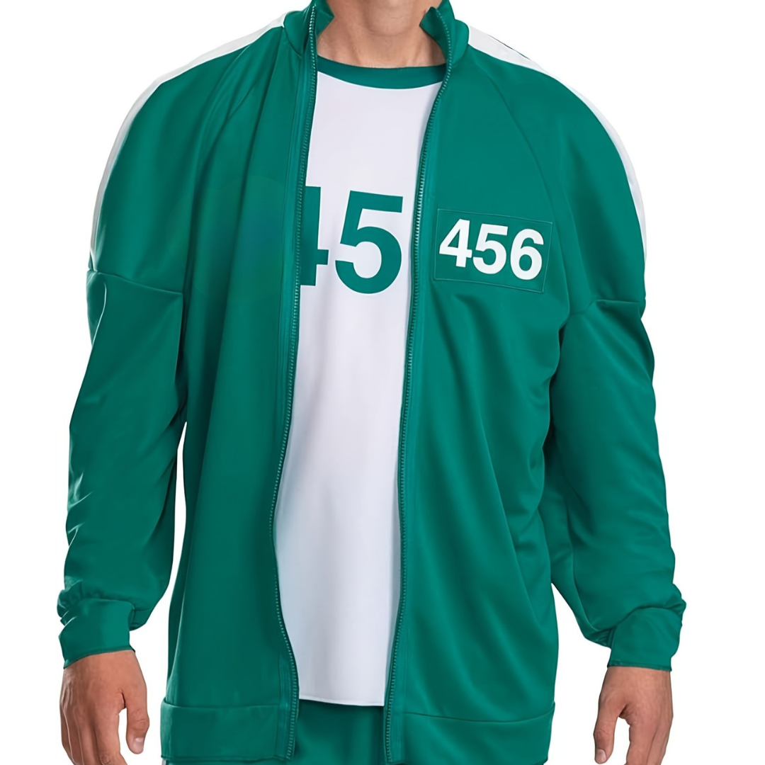 Disfraz de chándal verde para hombre de Halloween | Chándal con cremallera