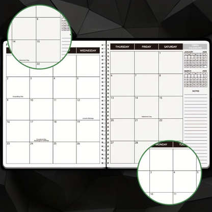 Planificateur mensuel en papier avec reliure spirale