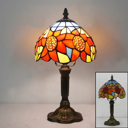 Stained Glass Table Lamp with Floral Design