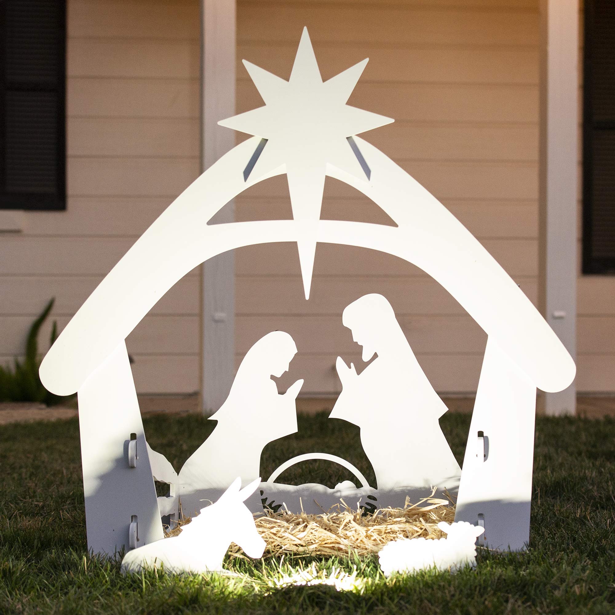 Außendekoration Weihnachtskrippe Silhouetten-Darstellung