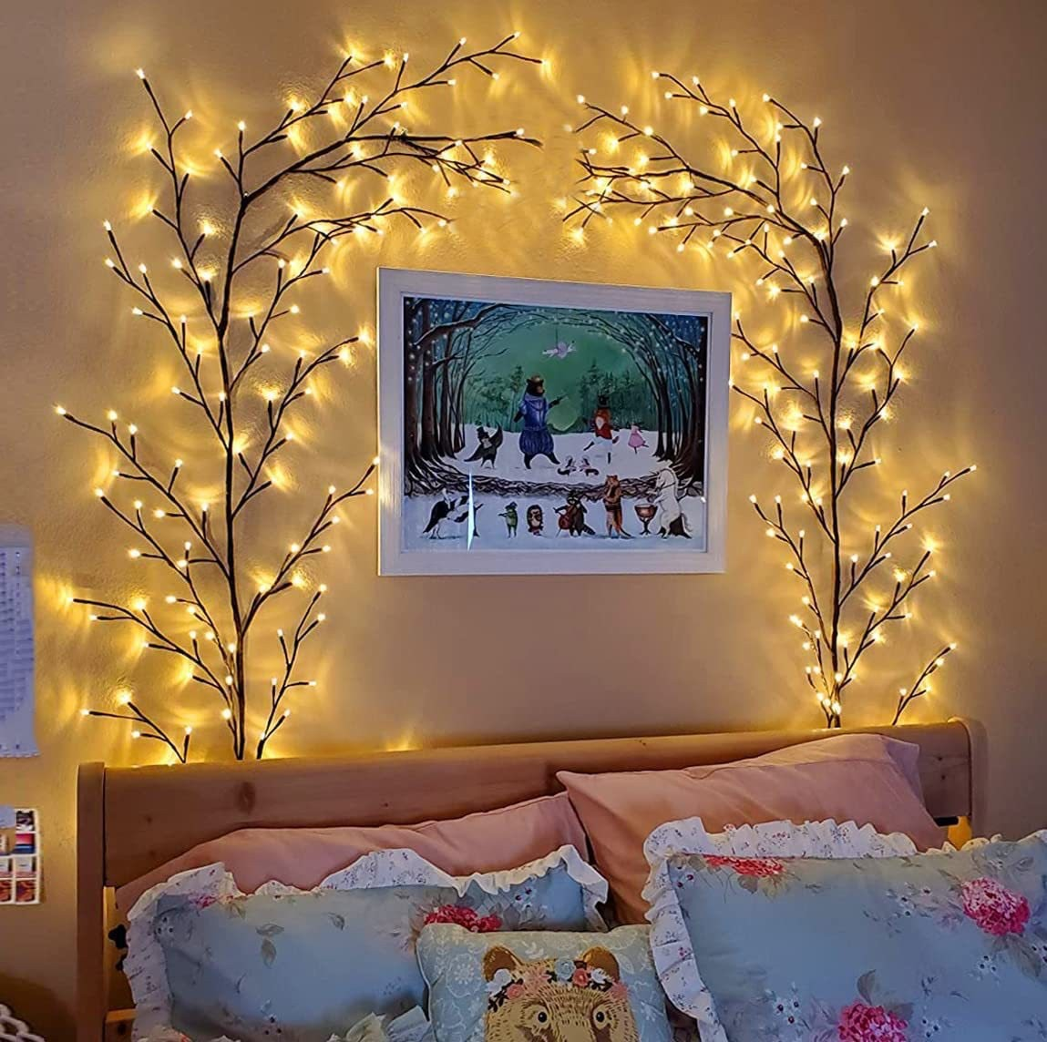 Lámpara de pared LED con decoración de ramas de árbol brillantes