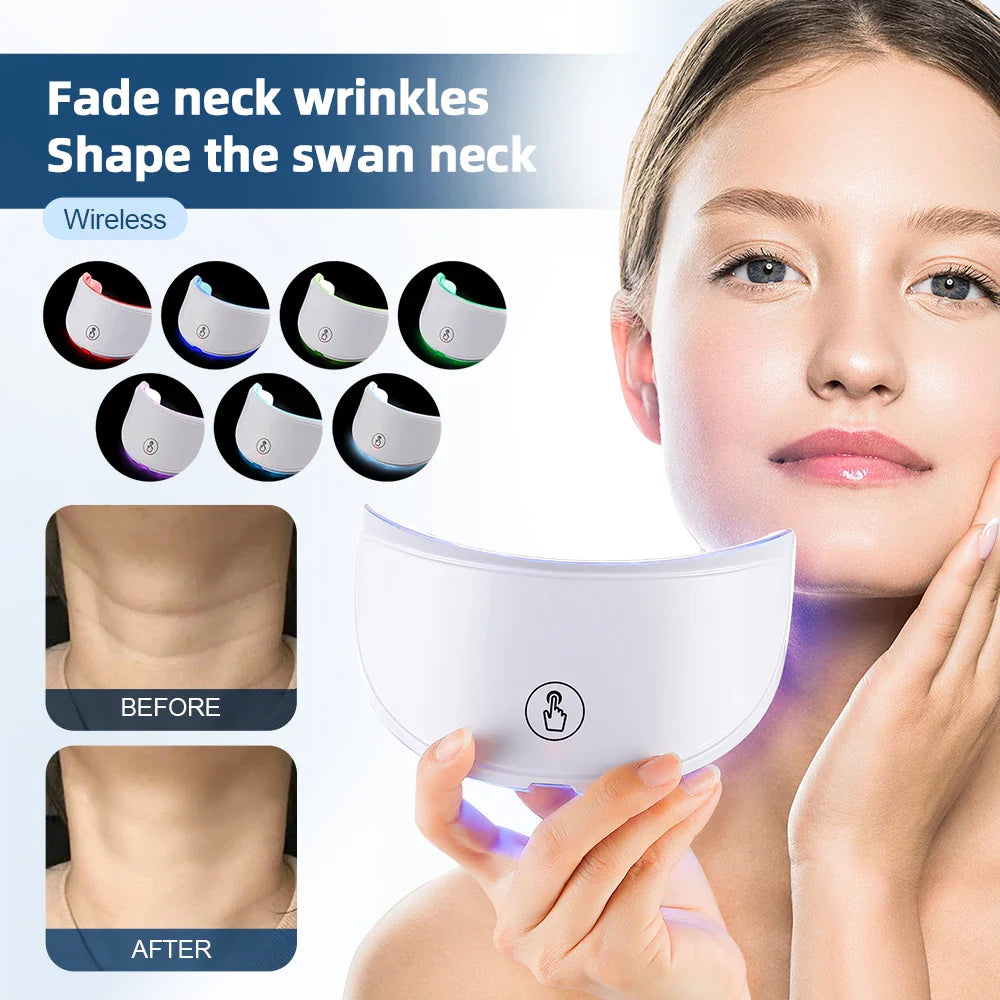 Máscara facial LED con terapia de luz para el cuello