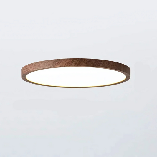 Ceiling Light Modern Round Flush Wood Finish