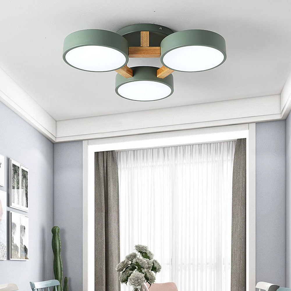 Contemporary Iron Wood LED Ceiling Light for Stylish Bedroom Illumination and Modern Home Decor