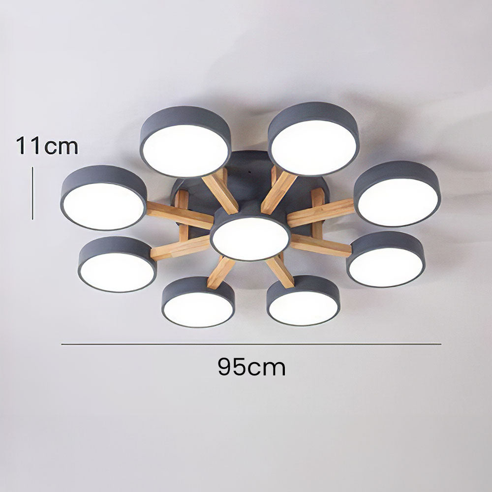 Contemporary Iron Wood LED Ceiling Light for Stylish Bedroom Illumination and Modern Home Decor