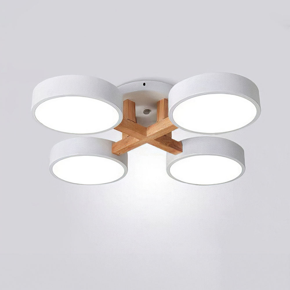 Contemporary Iron Wood LED Ceiling Light for Stylish Bedroom Illumination and Modern Home Decor