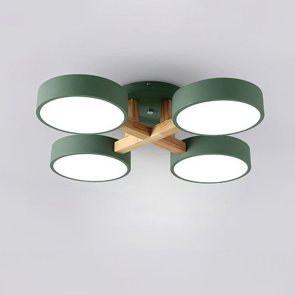 Contemporary Iron Wood LED Ceiling Light for Stylish Bedroom Illumination and Modern Home Decor