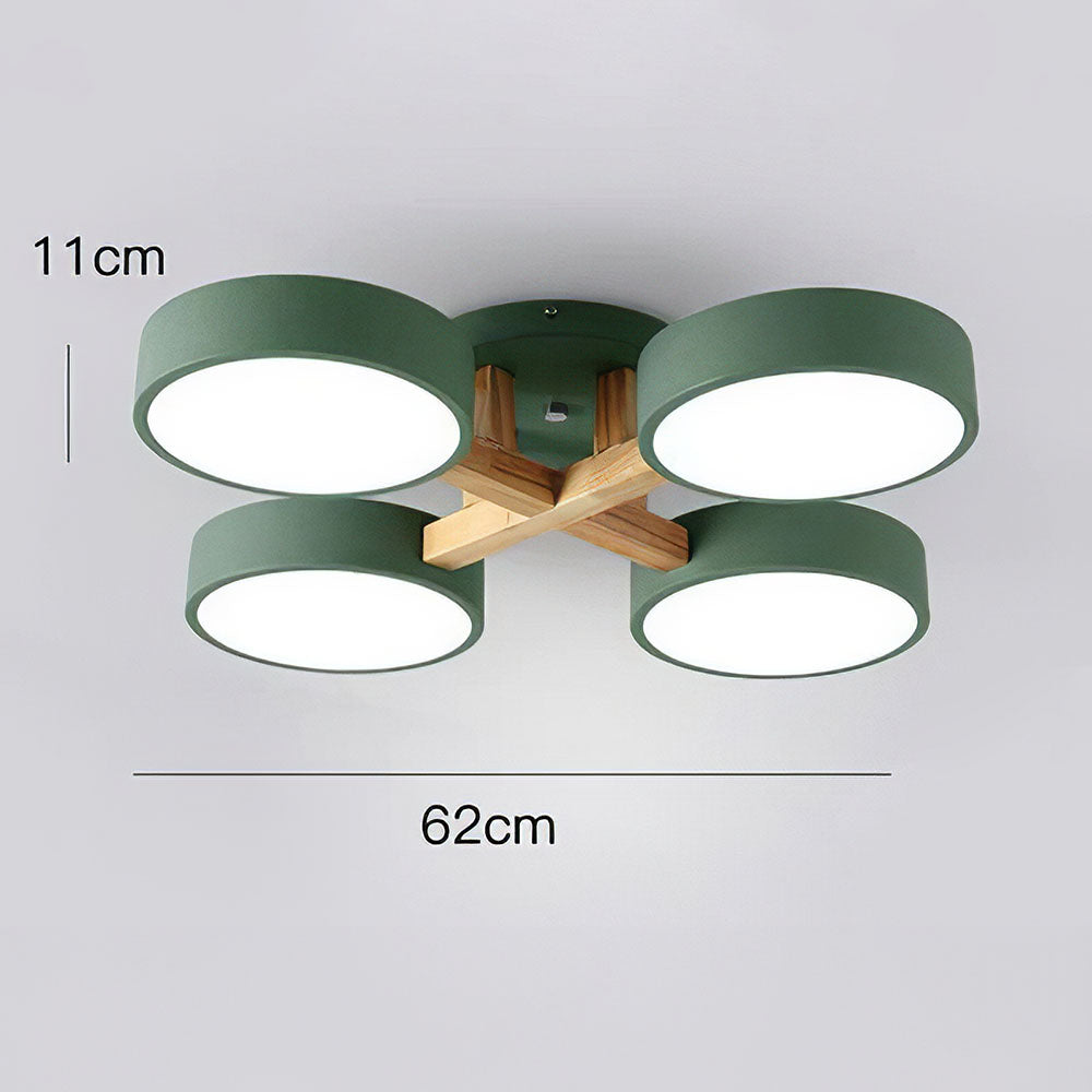 Contemporary Iron Wood LED Ceiling Light for Stylish Bedroom Illumination and Modern Home Decor