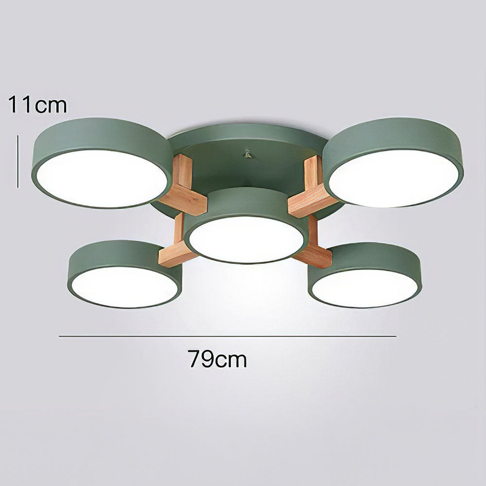 Contemporary Iron Wood LED Ceiling Light for Stylish Bedroom Illumination and Modern Home Decor