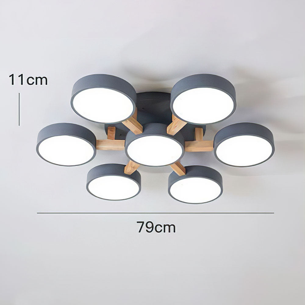 Contemporary Iron Wood LED Ceiling Light for Stylish Bedroom Illumination and Modern Home Decor