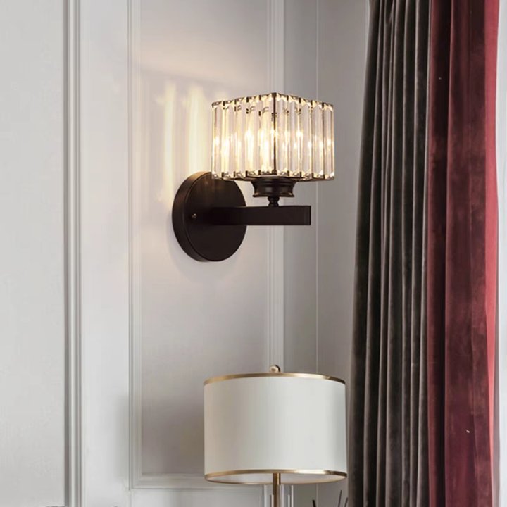 Crystal Glass Wall Light With Modern Arm Design