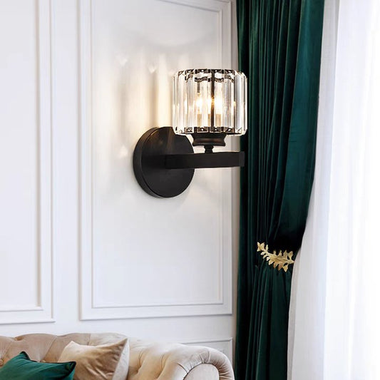 Crystal Glass Wall Light With Modern Arm Design