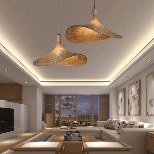 Ceiling Light Rustic Rattan Pendant Hanging Lamp