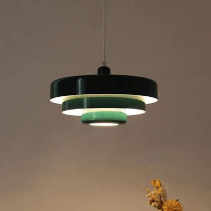 Lampa wisząca retro zielona metalowa sufitowa