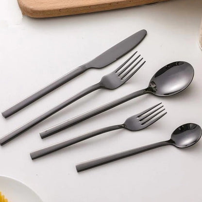 Juego de cubiertos de acero inoxidable moderno plateado 30 piezas