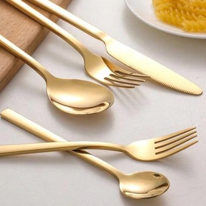 Juego de cubiertos de acero inoxidable moderno plateado 30 piezas