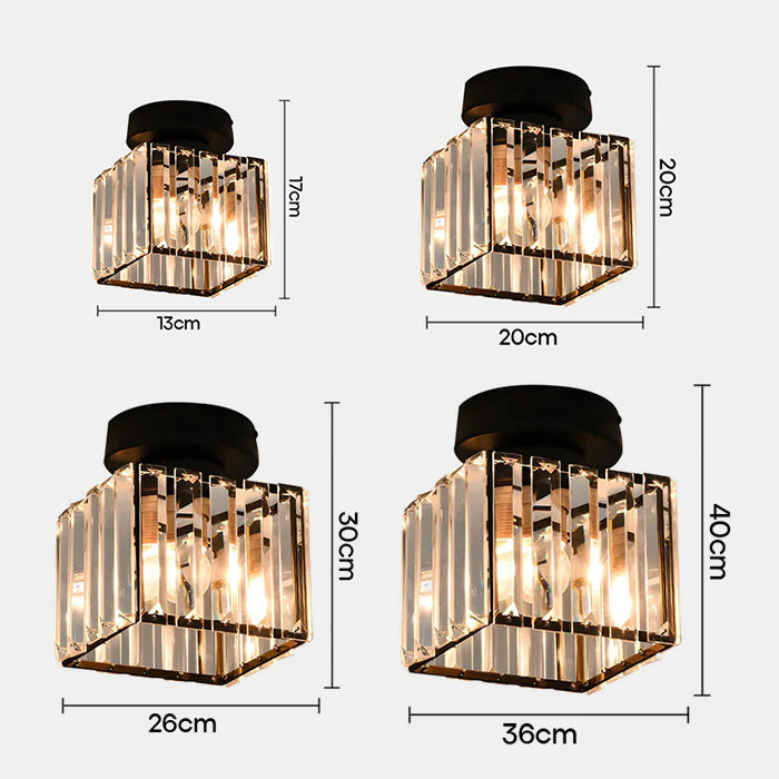 Set of 2 Elegant Crystal Semi Flush Mount Ceiling Lights for Hallway – Stylish Illumination for Home Décor