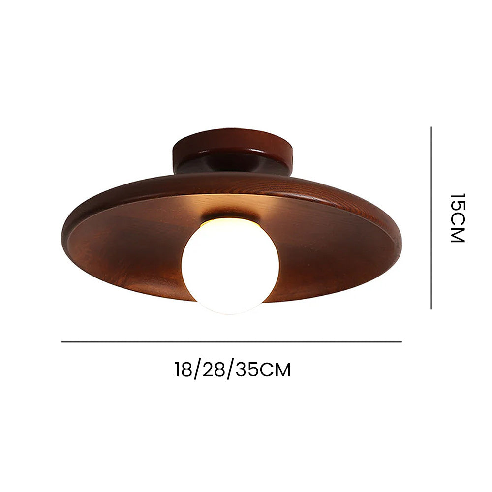 Nordic Wood Minimalist Round Ceiling Light for Hallway - Elegant Natural Design for Modern Interiors