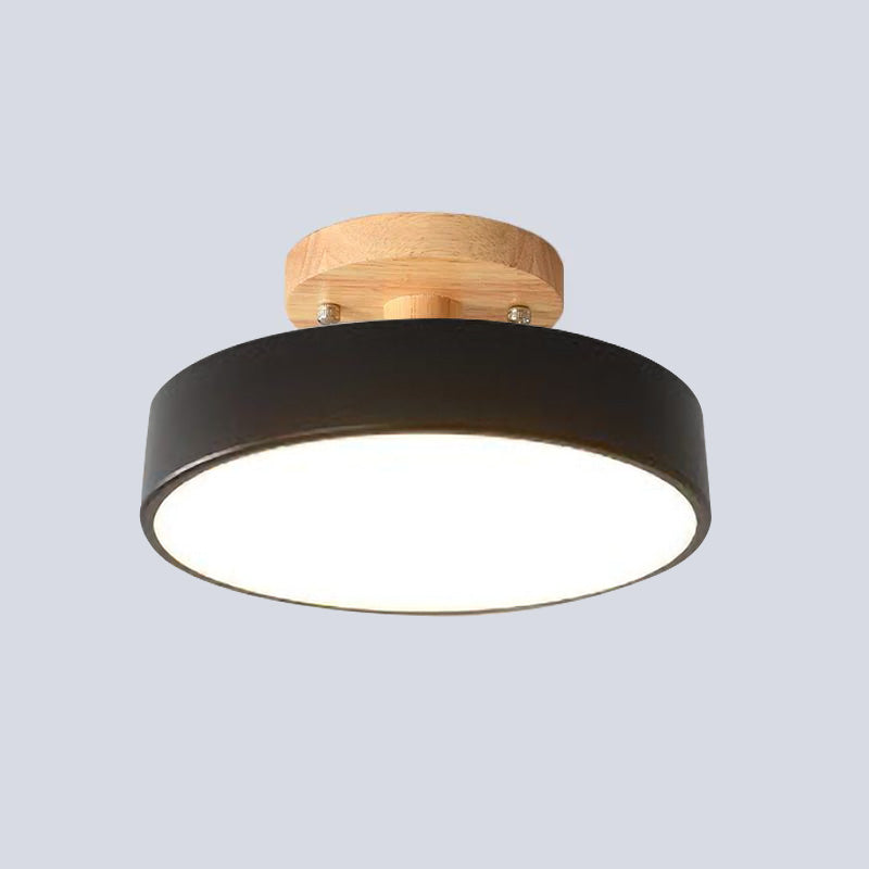 LED Ceiling Light Wooden Flush Mount Fixture
