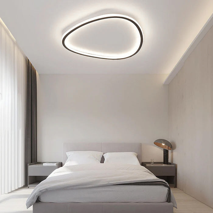 Nordic Oval Black LED Ceiling Light Fixture for Modern Bedrooms and Living Spaces - Stylish Illumination Solution