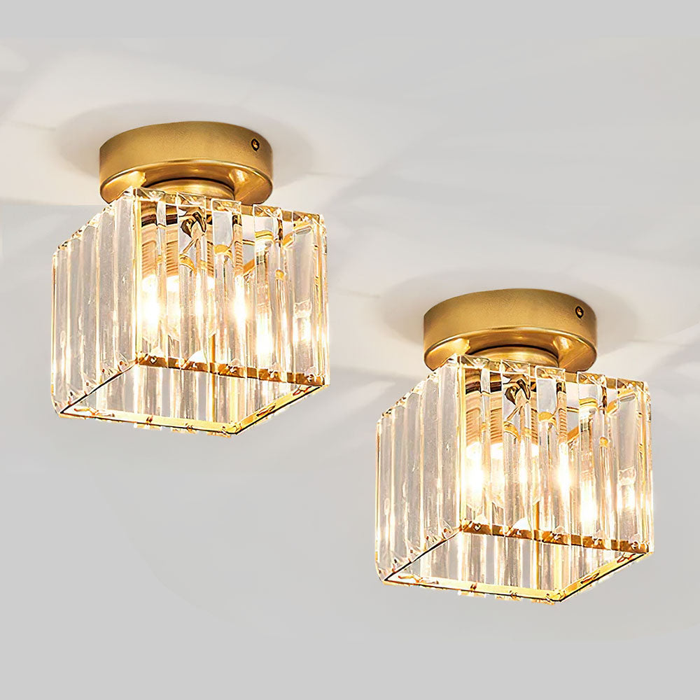 Set of 2 Elegant Crystal Semi Flush Mount Ceiling Lights for Hallway – Stylish Illumination for Home Décor