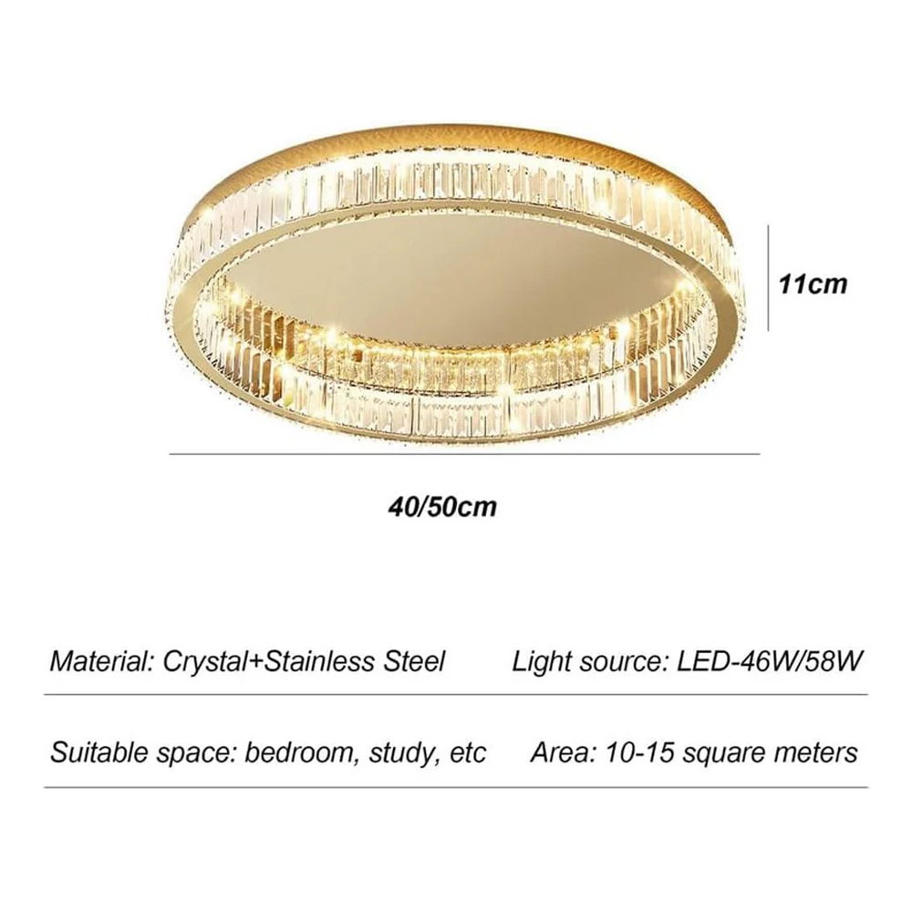 Elegant Gold Round Crystal Ceiling Lights for Stunning Home Illumination and Chic Décor - Perfect for Any Room