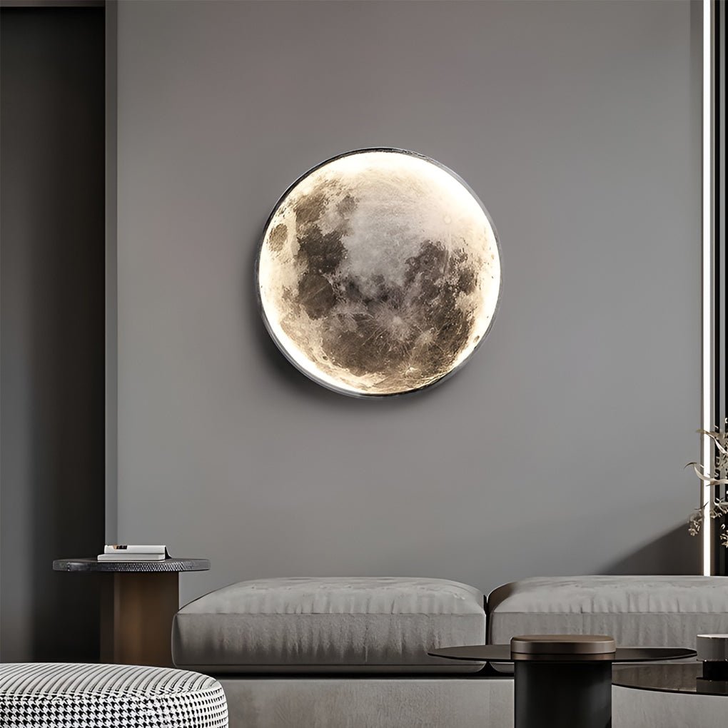 Art mural lune lumière LED pour chambre à coucher