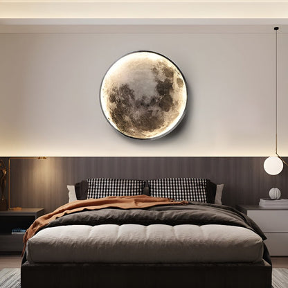 Art mural lune lumière LED pour chambre à coucher