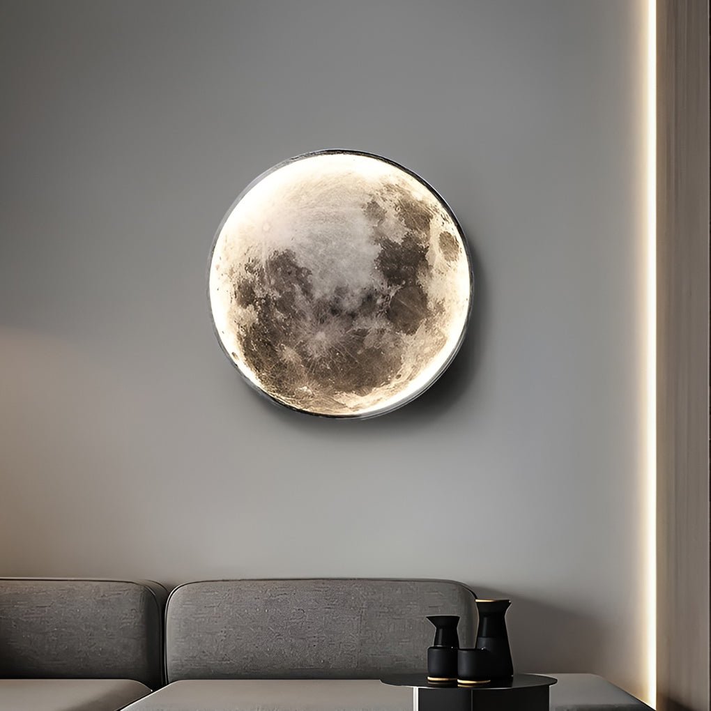 Art mural lune lumière LED pour chambre à coucher