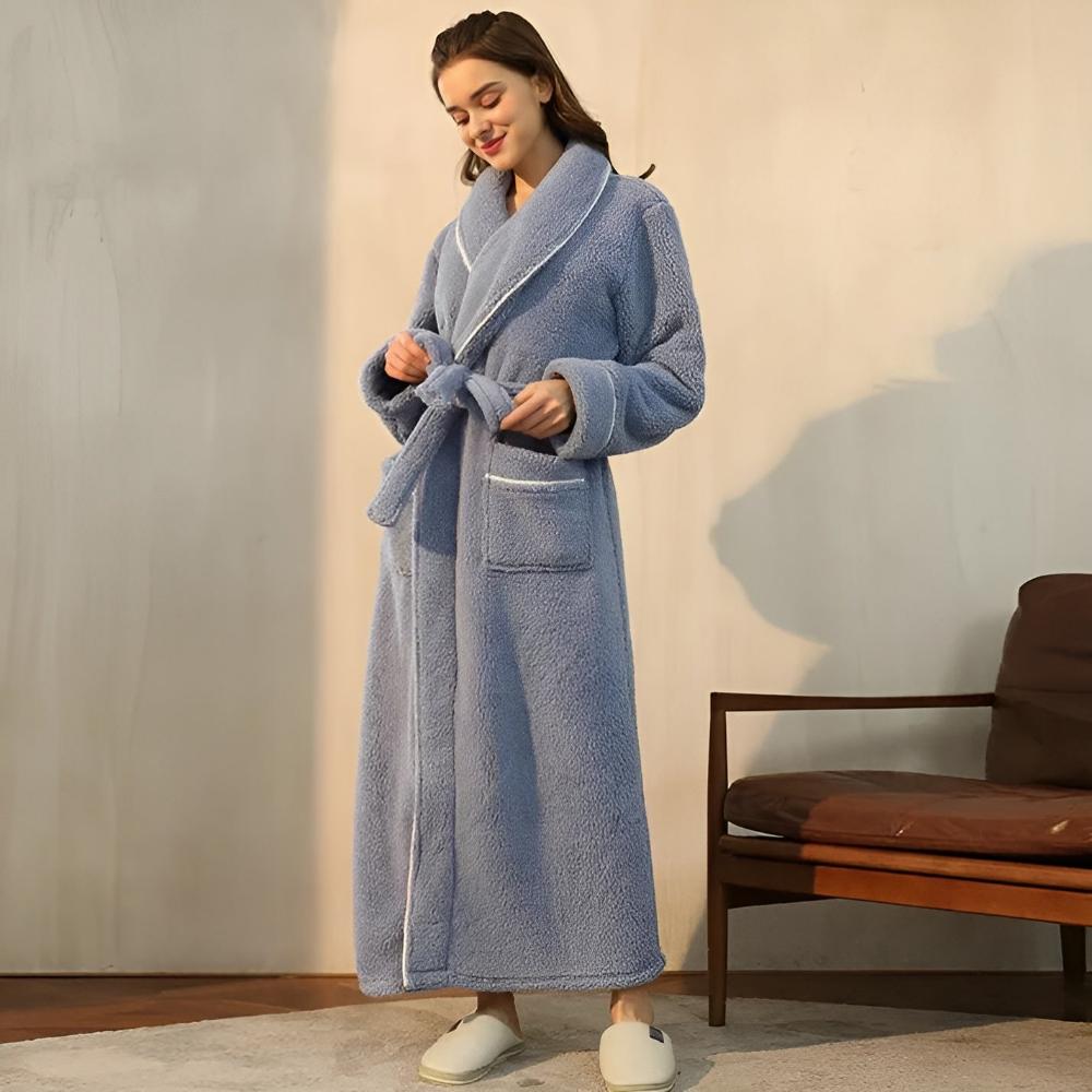 Langer Fleece-Bademantel | Warme Luxus-Loungewear