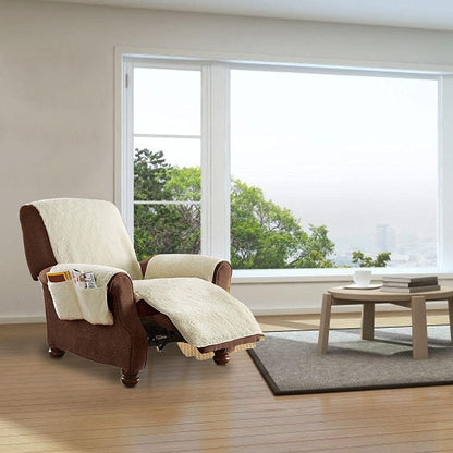 Pluszowy pokrowiec na sofę z bocznymi kieszeniami do przechowywania